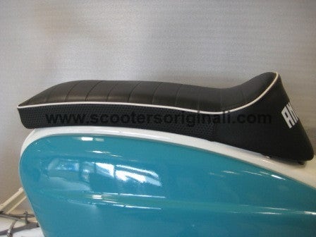 Lambretta: Seat, Complete - Ancillotti Slopeback - White Logo