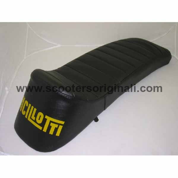 Lambretta: Ancillotti Seat - Slopeback - Black w/ Yellow Print