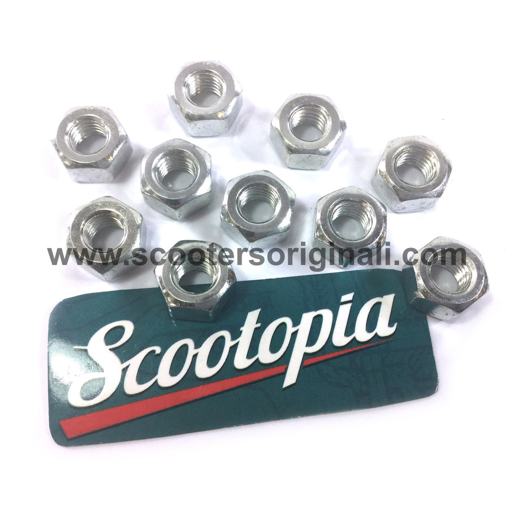Lambretta 8mm Deep Nut - 14mm Socket - Pack/10 - Exhaust / Cylinder Head - Scootopia