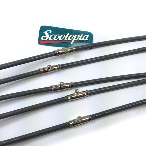 Lambretta Cable Set - Series 1-3 - LI-SX-TV - Friction Free with Grease Nipples - Grey - Scootopia