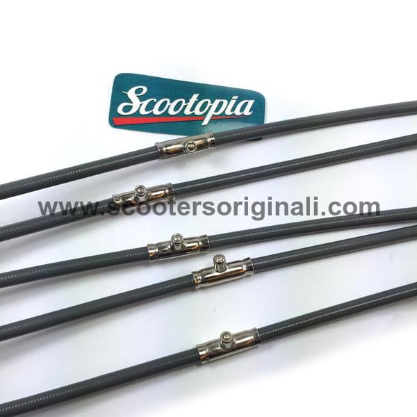 Lambretta Cable Set - Series 1-3 - LI-SX-TV - Friction Free with Grease Nipples - Grey - Scootopia