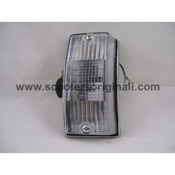 Vespa: Turn Signal Unit - Chrome - Front Left - PE/PX/Stella