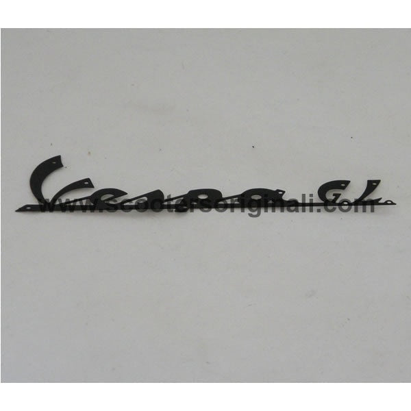 Vespa: Badge - Legshield - "Vespa GL" - Script, Black