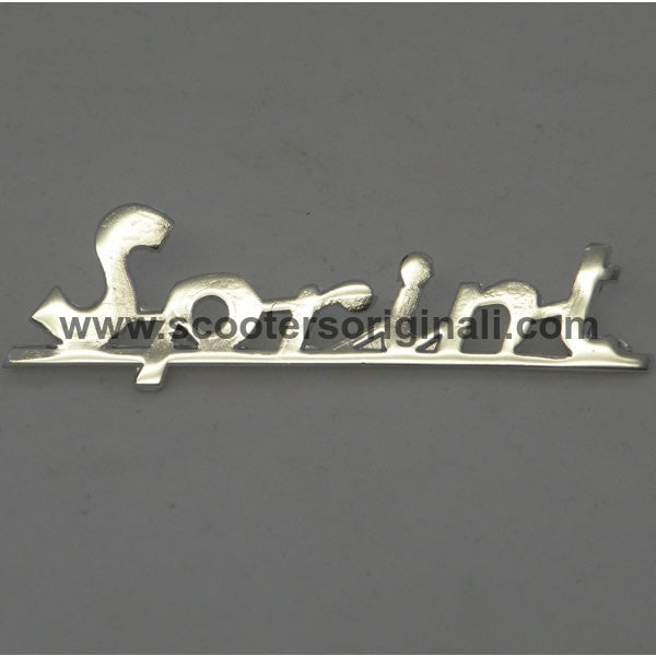 Vespa: Badge - Legshield - "Sprint" - Script, Aluminum