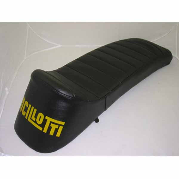 Lambretta: Ancillotti Seat - Slopeback - Black w/ Yellow Print