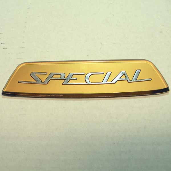 Lambretta: Rear Frame Badge - Special, Golden Backing - Series 3