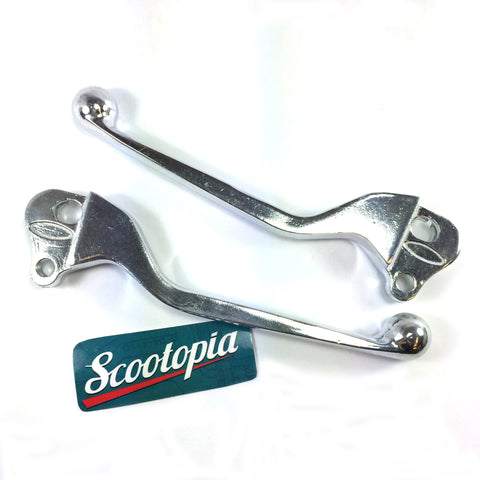 Deals - Vespa Lever - Pair of Brake / Clutch  - PE / PX - Dog Leg - Polished - Pack of 3-Scootopia