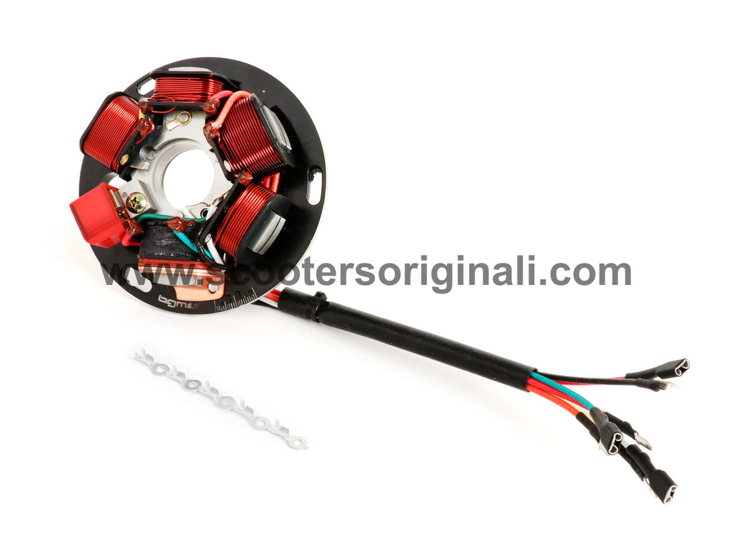 Vespa Electronic Ignition Stator  V2.5 silicone - P-Range - Battery 82-84 - 7 wires - BGM PRO