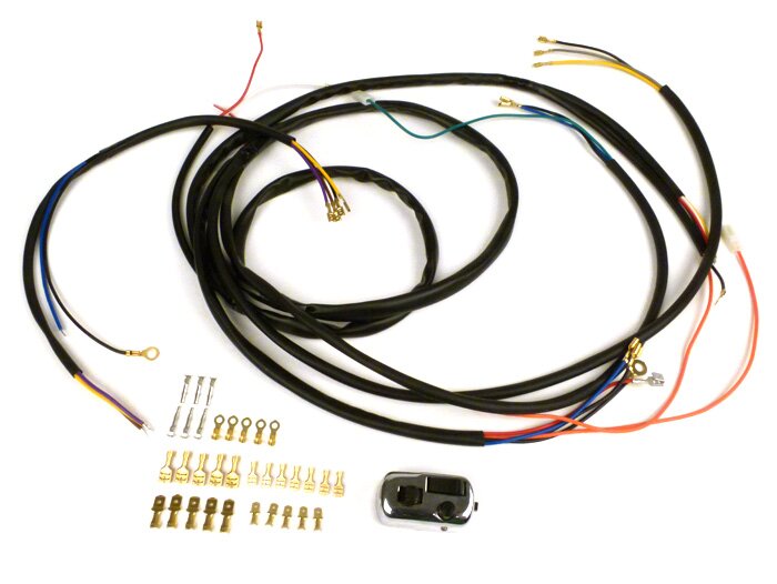 Vespa Wiring Loom / Harness AC Electronic Conversion with Light Switch Smallframe ' Largeframe - BGM